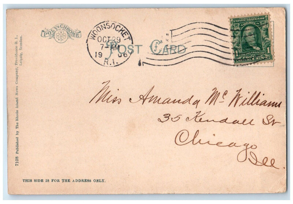 1906 Social Mill Manville Co. Exterior Building Woonsocket Rhode Island Postcard