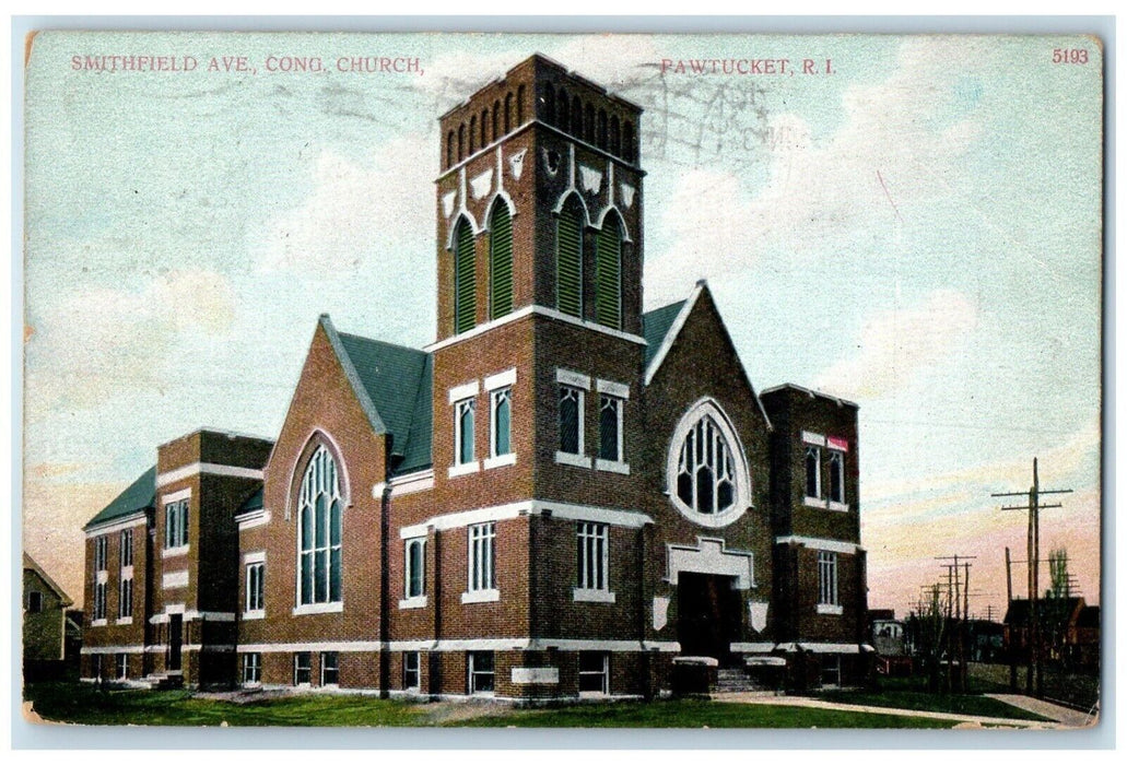 1906 Smithfield Ave. Cong Church Chapel Exterior Pawtucket Rhode Island Postcard