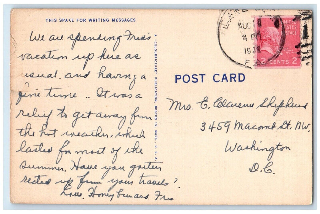 1938 Greetings From Road Mountain River Lake Como Pennsylvania Vintage Postcard