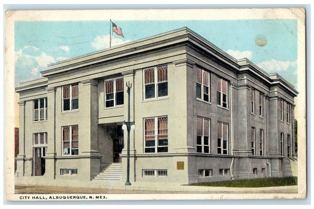 c1920 Exterior View City Hall Building Albuquerque New Mexico NM Posted Postcard