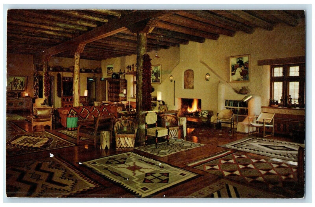 1968 Interior View Lobby Sagebrush Inn Taos New Mexico Antique Vintage Postcard