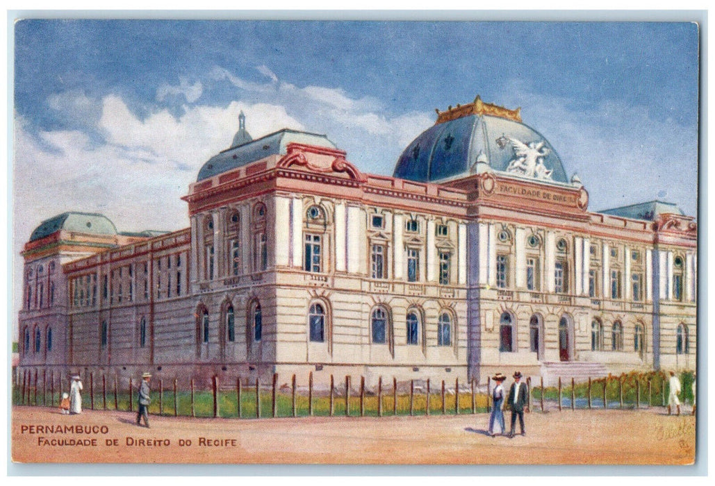 c1920's Faculty of Law of Recife Pernambuco Brazil RMSP Tuck Art Postcard