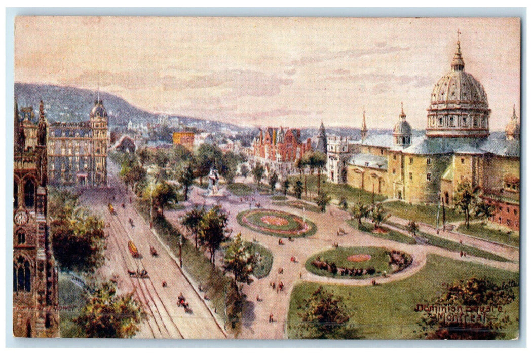 c1910 Dominion Square Montreal Quebec Canada Tuck Art Reward Card Postcard