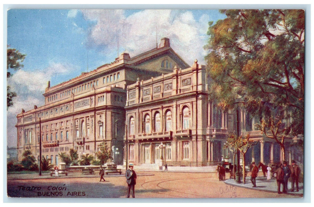 c1920's Colon Theatre Buenos Aires Argentina Oilette Tuck Art Postcard