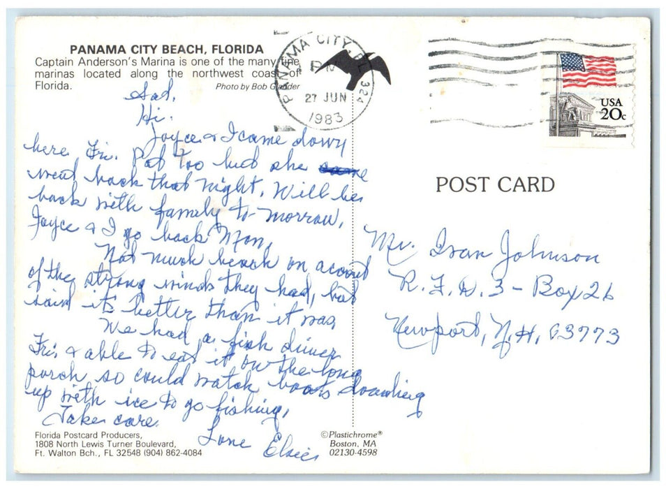 1983 Captain Anderson's Marina Ferry Yacht Panama City Beach Florida FL Postcard