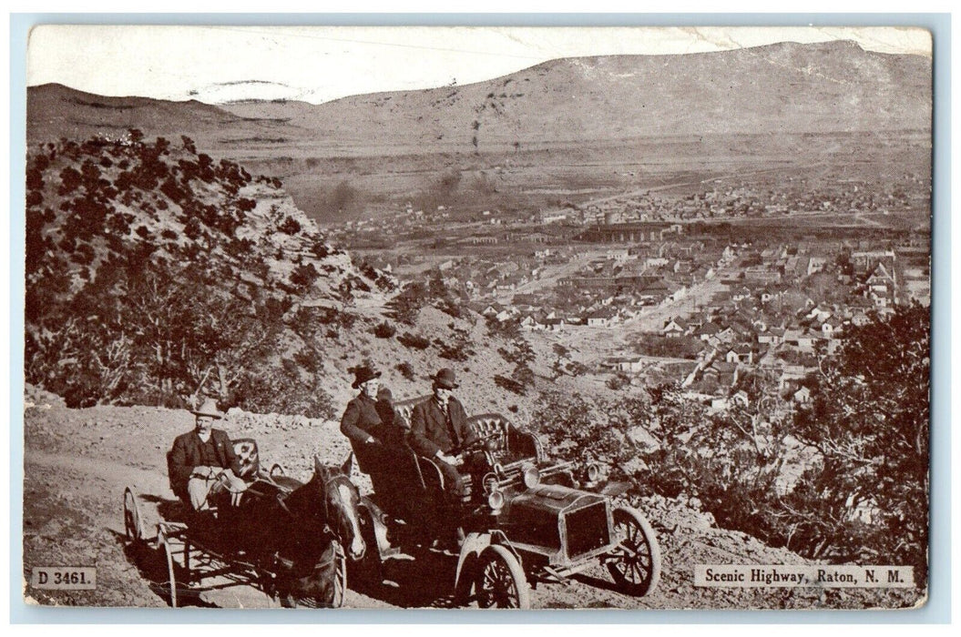 1909 Scenic Highway Horse Carriage Raton New Mexico NM Antique Vintage Postcard