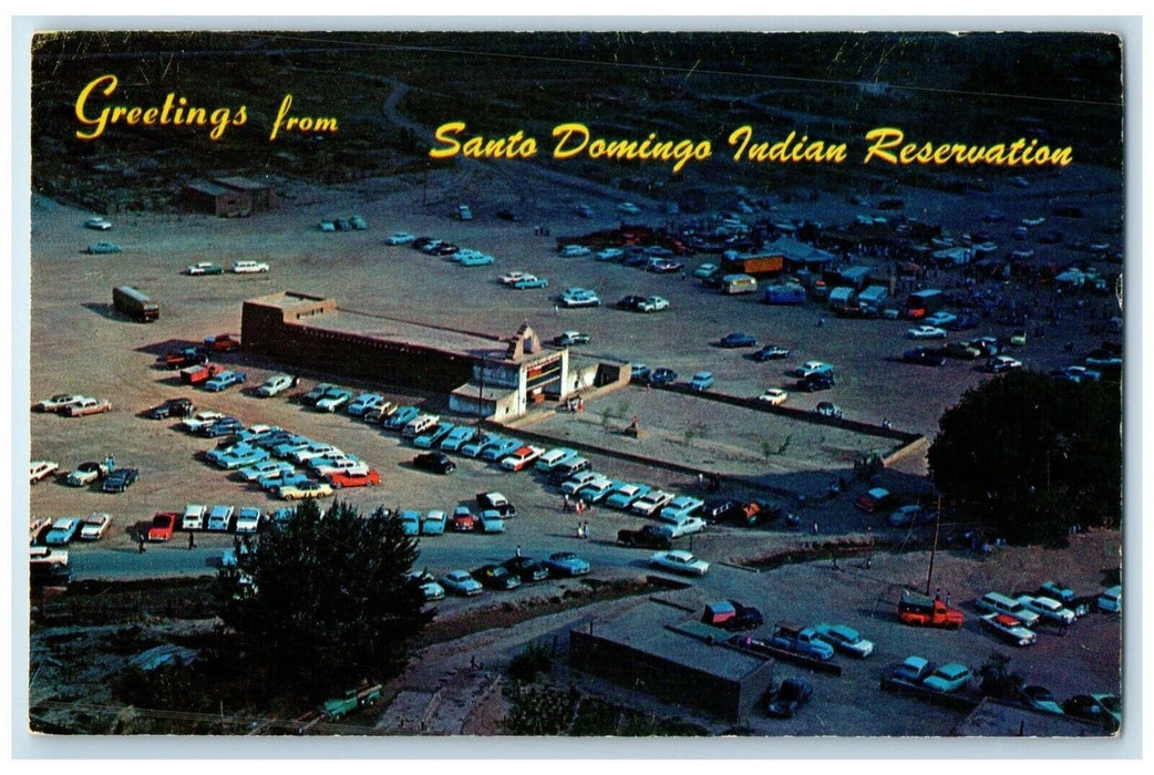 1960 Santo Domingo Mission Church Indian Reservation New Mexico Vintage Postcard