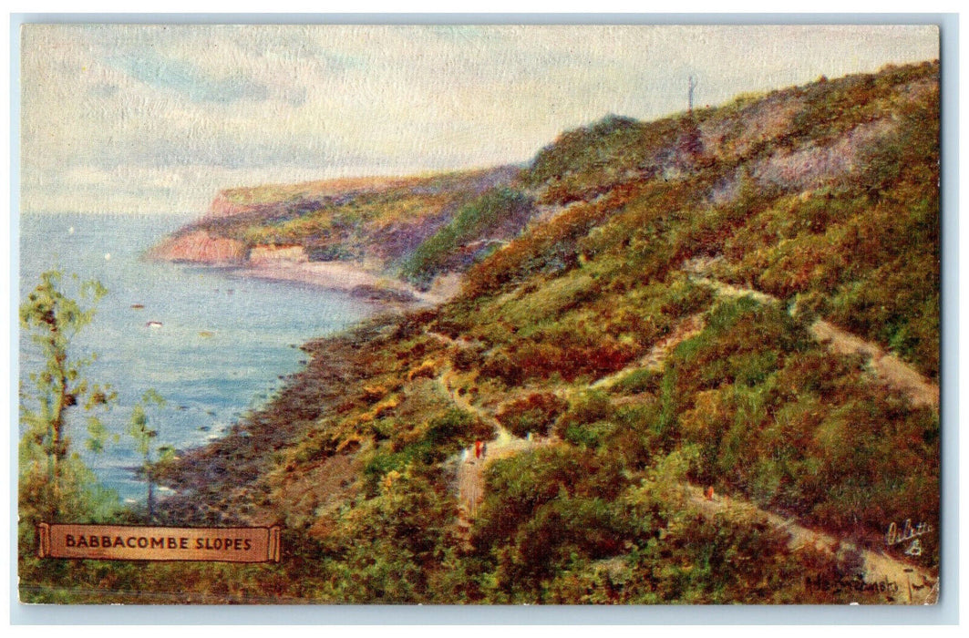 c1910 Babbacombe Slopes Torquay Devon England Oilette Tuck Art Postcard