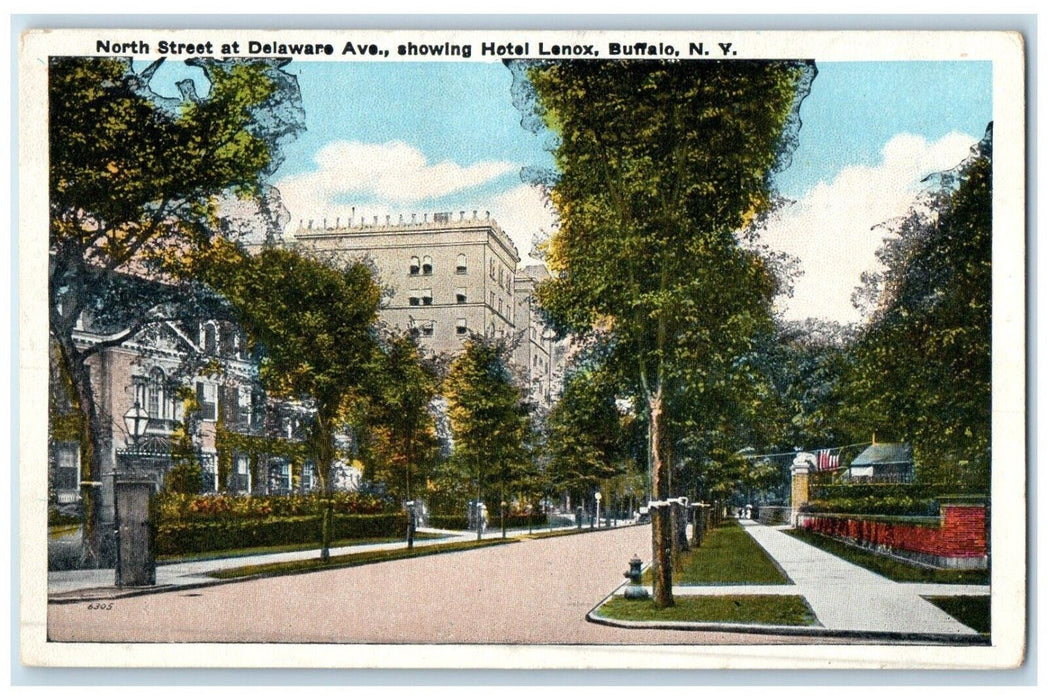 c1920 North Street Delaware Ave. Hotel Lenox Exterior Buffalo New York Postcard