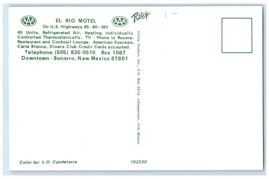 c1960 Multi-View El Rio Motel Building Socorro New Mexico NM Unposted Postcard