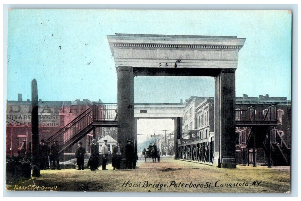 1909 Hoist Bridge Peterboro Exterior Building St. Canastota New York NY Postcard
