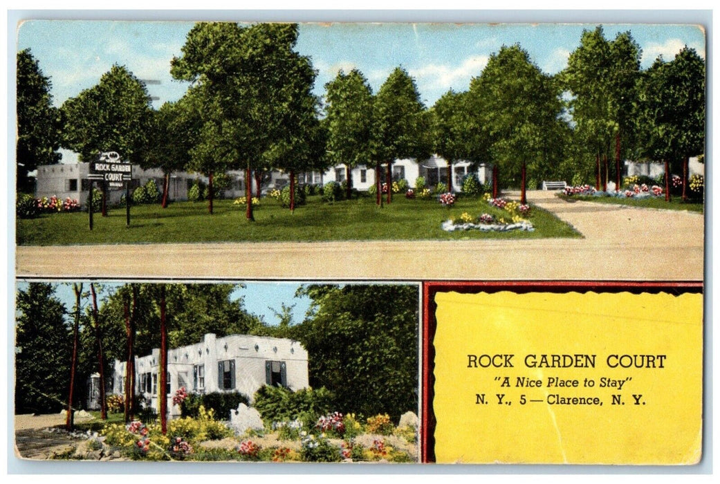 1952 Rock Garden Court Nice Place Stay Hotel Exterior Clarence New York Postcard