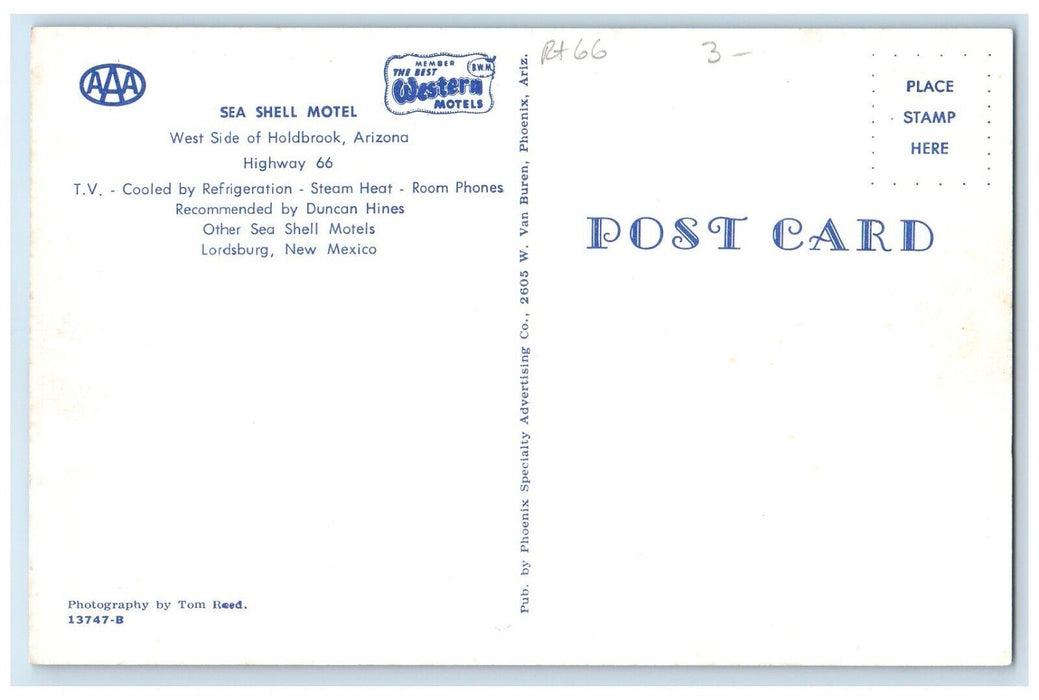 c1960 Exterior View Sea Shell Motel Building Holdbrook Arizona Unposted Postcard