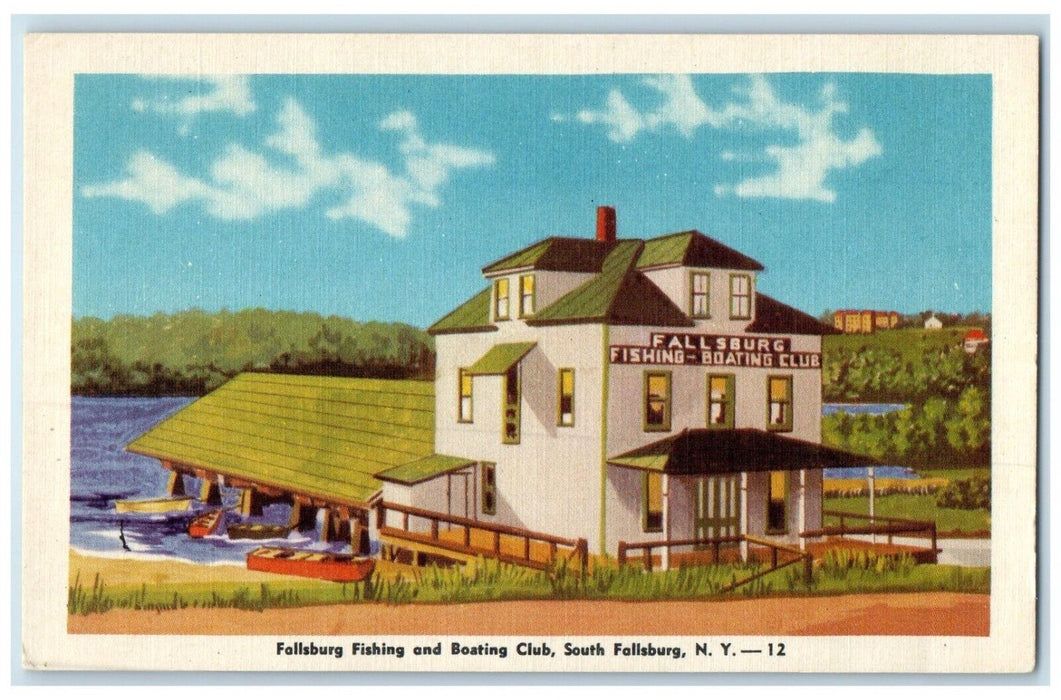 c1940 Fallsburg Fishing Boating Club South Exterior Fallsburg New York Postcard