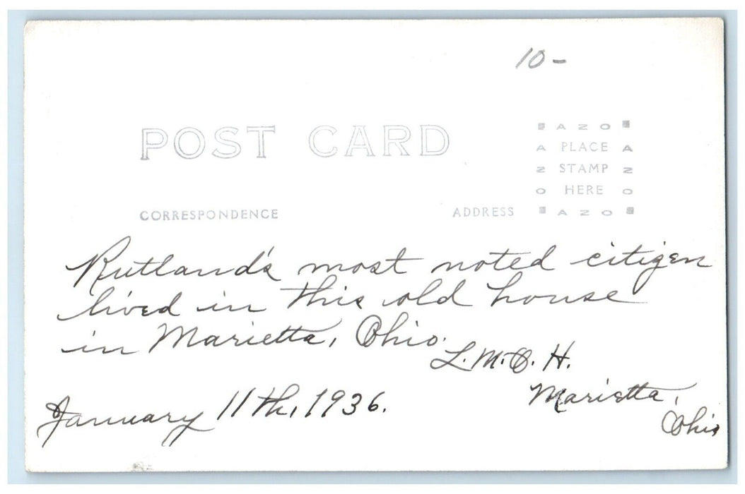 1936 Putnam House Campus Martius State Museum Marietta OH RPPC Photo Postcard