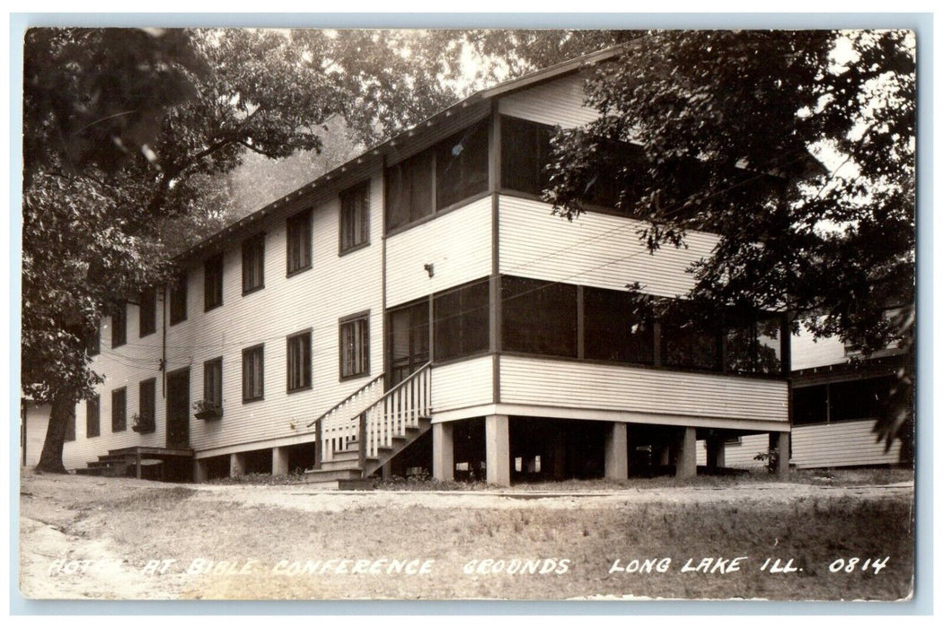1936 Hotel At Bible Conference Grounds Long Lake Illinois IL RPPC Photo Postcard