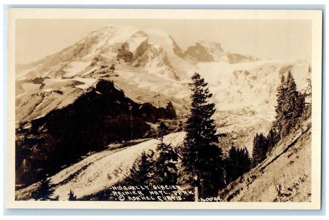 c1910's Nisqually Glacier Asahel Curtis Washington WA RPPC Photo Postcard