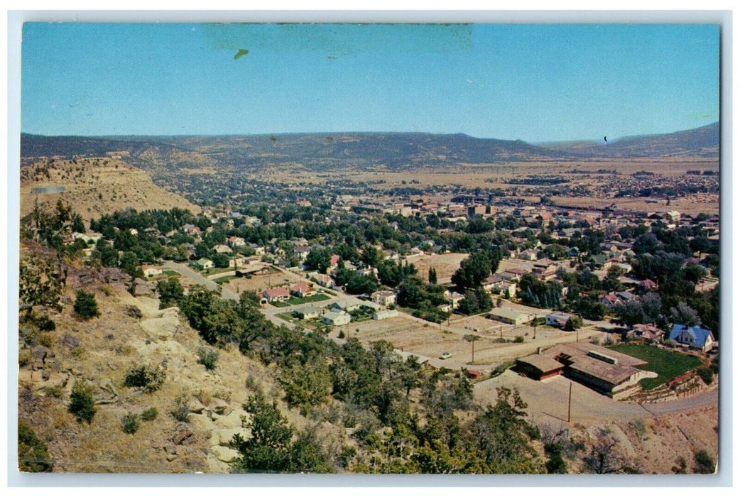 c1960 Birds Eye View Buildings Houses Raton New Mexico Unposted Vintage Postcard