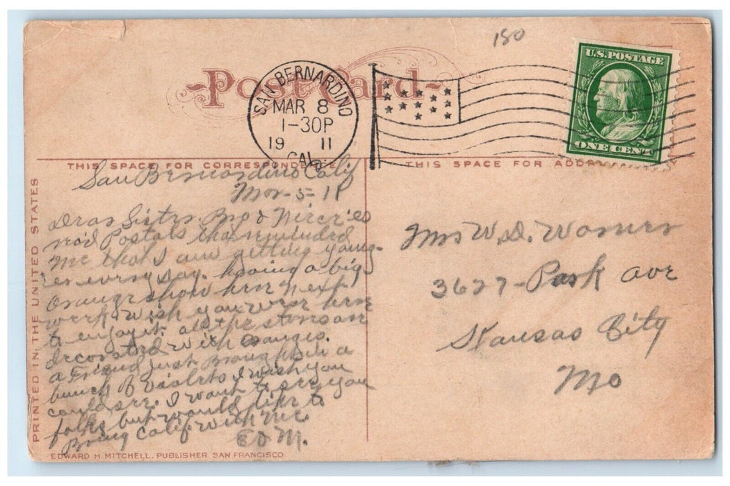 1911 Public Library Building Dirt Road Redlands California CA Antique Postcard