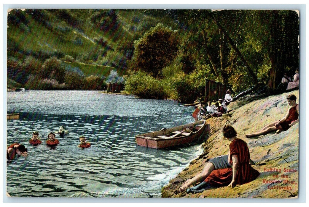 1909 Bathing Scene On The Russian River Monterey California CA Antique Postcard