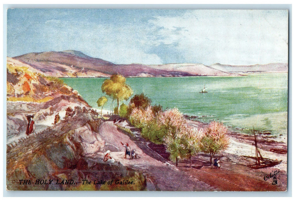 c1910 The Lake of Galilee Holy Land Israel Oilette Tuck Art Postcard
