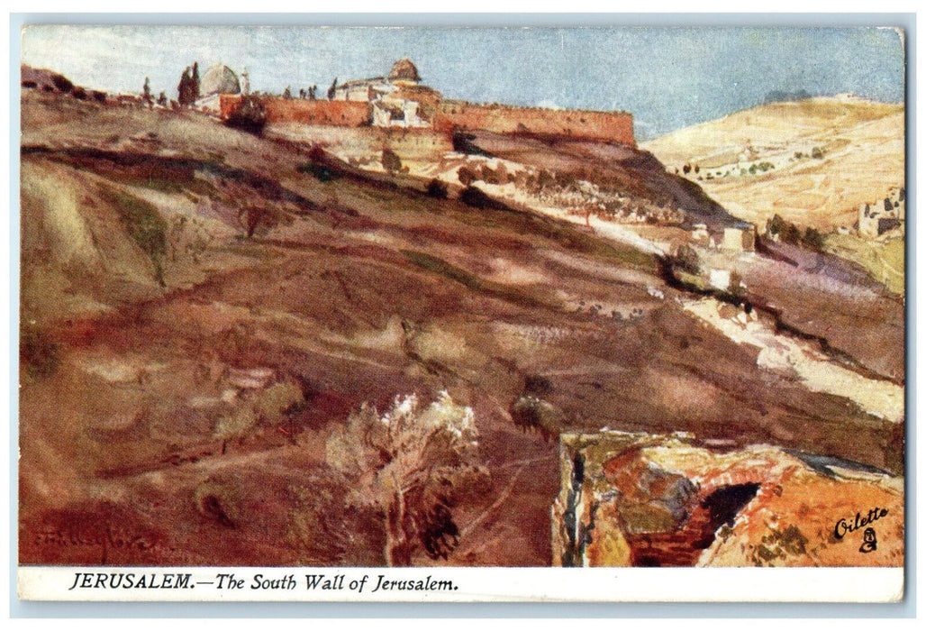 c1910 South Wall of Jerusalem Israel Antique Oilette Tuck Art Postcard