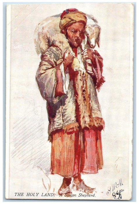 c1910 A Syrian Shepherd The Holy Land Israel Oilette Tuck Art Postcard