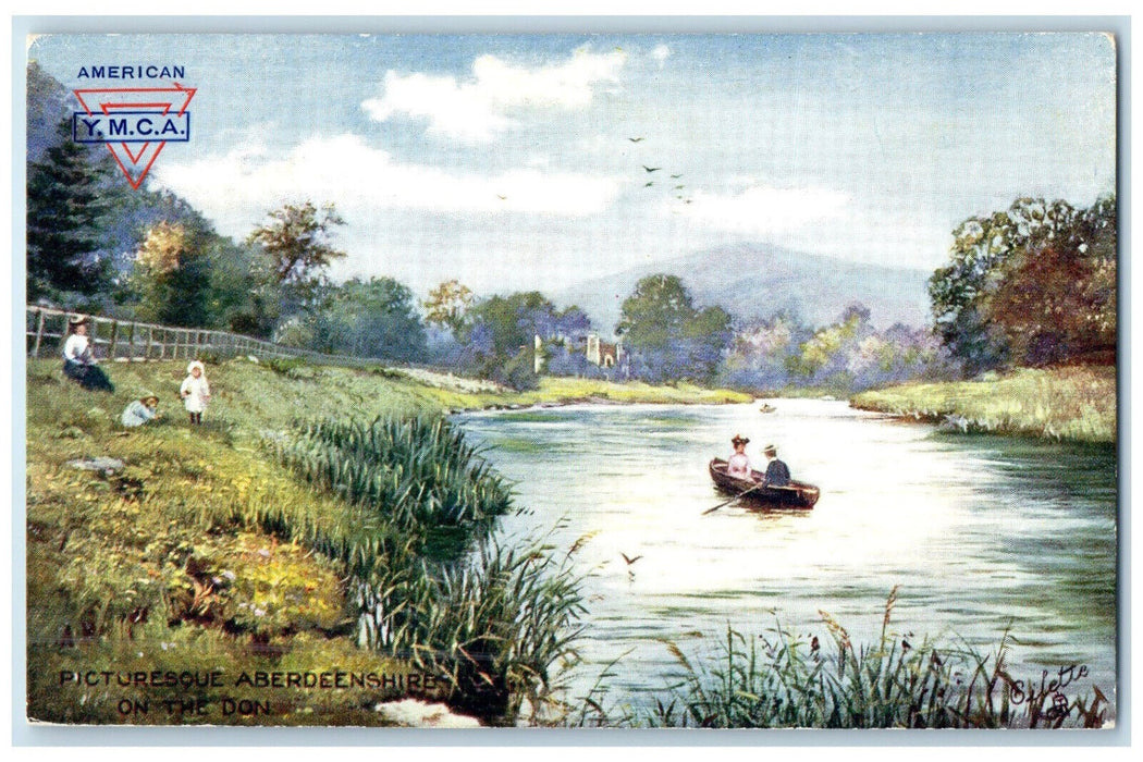 c1910 The Don Boat Canoeing Picturesque Aberdeenshire Oilette Tuck Art Postcard