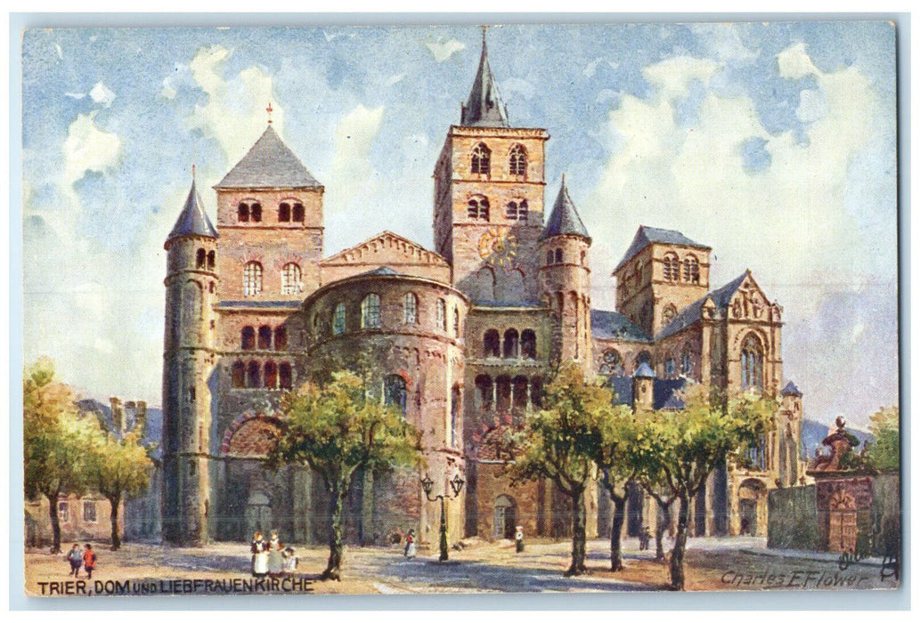 c1910 Cathedral and Church of Our Lady Trier Germany Oilette Tuck Art Postcard