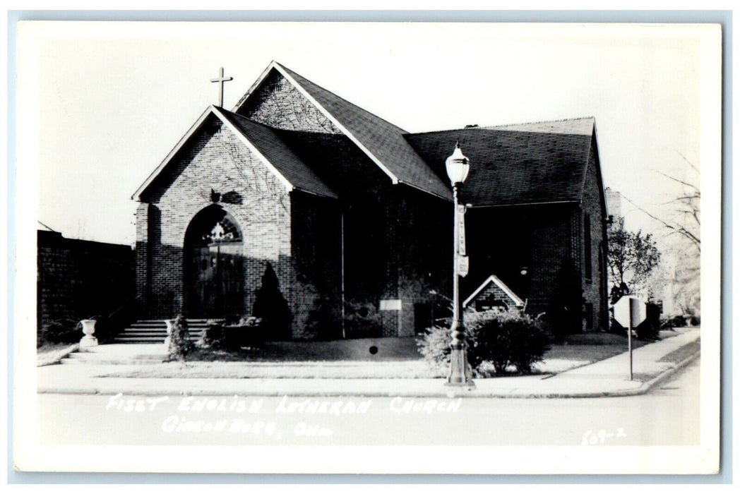 c1940's First English Lutheran Church Gibsonburg Ohio OH RPPC Photo Postcard