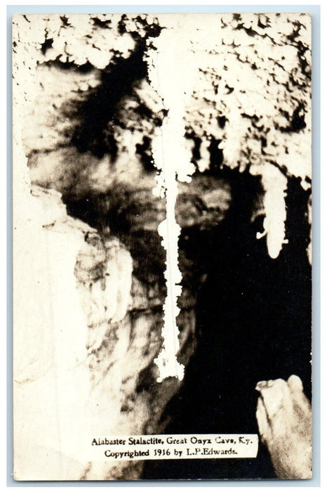 c1910's Alabaster Stalactite Great Onyx Cave Kentucky KY RPPC Photo Postcard