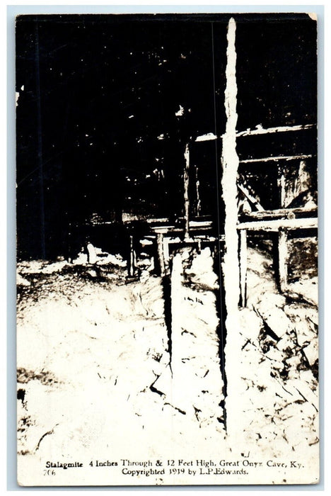 c1910's Stalagmite 4 Inches Great Onyx Cave Kentucky KY RPPC Photo Postcard