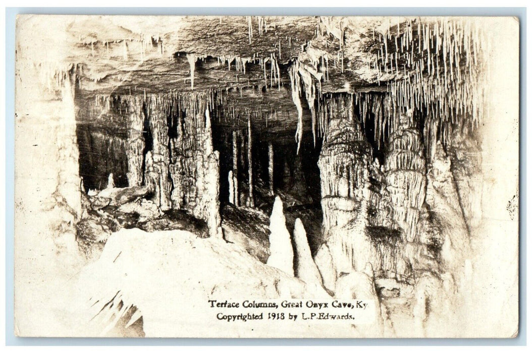 1921 Terrace Columns  Great Onyx Cave Stithton Kentucky KY RPPC Photo Postcard