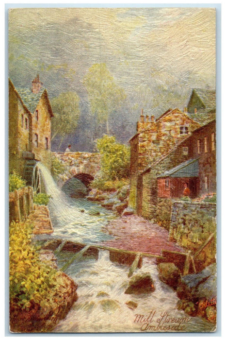 c1920's Mill Stream Ambleside Cumbria England Oilette Tuck Art Postcard