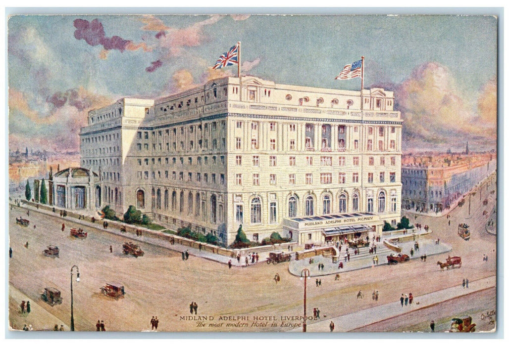 c1920's Midland Adelphi Hotel Liverpool England Oilette Tuck Art Postcard