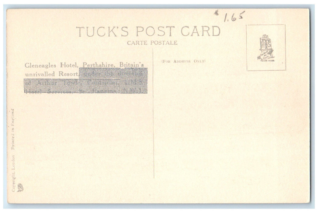 c1930's Gleneagles Hotel Unrivalled Resort Perthshire Scotland Tuck Art Postcard