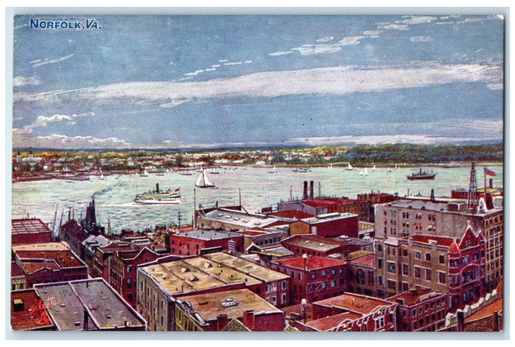 c1910 Norfolk Virginia VA Jamestown Series 2591 Oilette Tuck Art Postcard