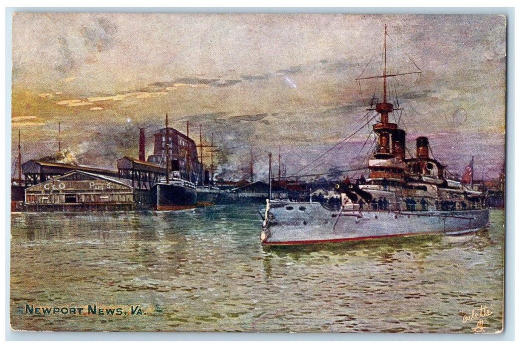 c1910Jamestown Series 2591 Newport News Virginia VA Oilette Tuck Art Postcard