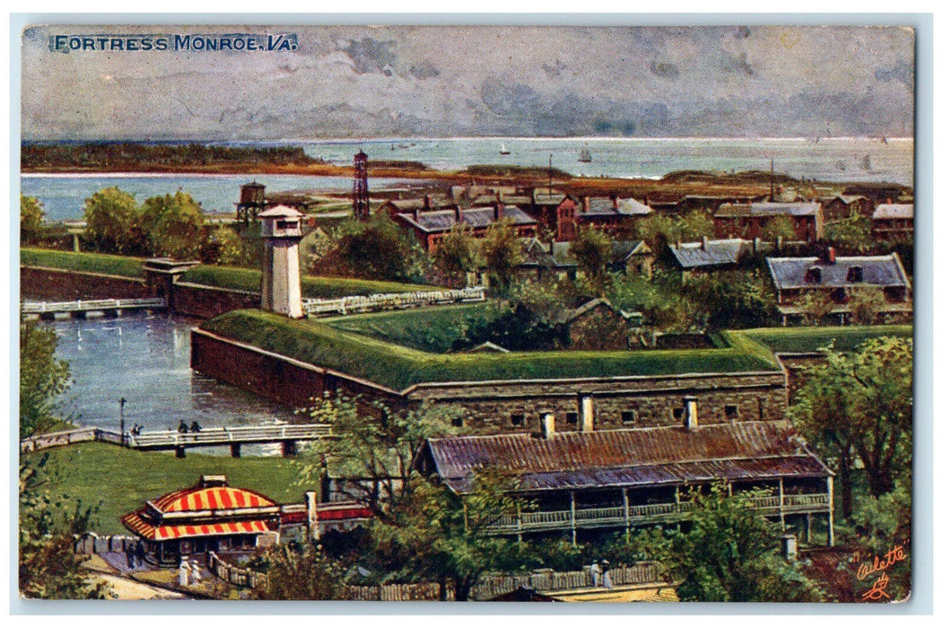 1909 Jamestown Series Fortress Monroe Virginia VA Oilette Tuck Art Postcard