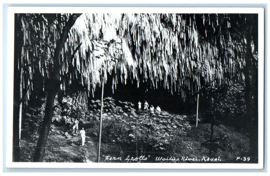 c1950's Fern Grotto Wailua River Kauai Hawaii HI RPPC Photo Vintage Postcard