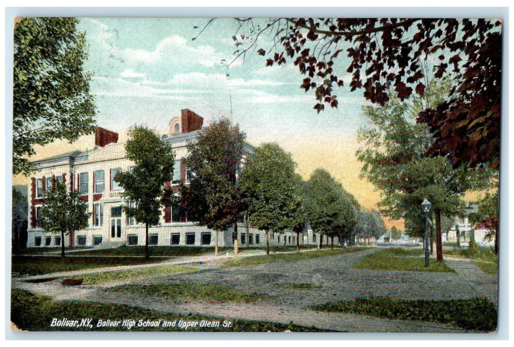 1918 Bolivar High School Upper Olean St. Exterior Bolivar New York NY Postcard