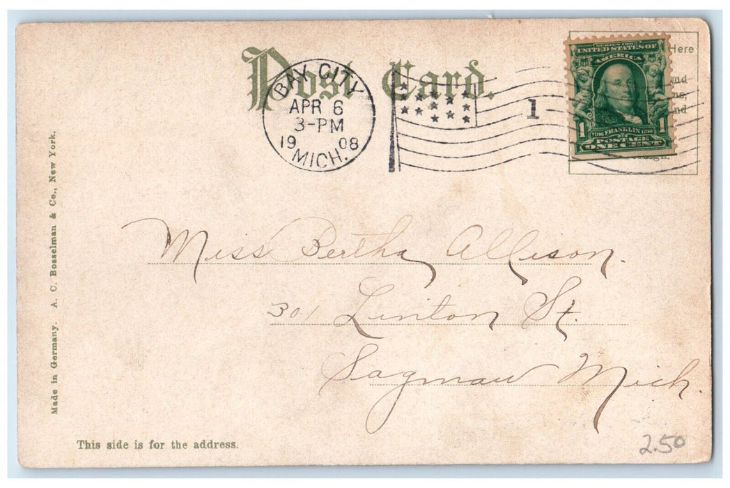 1908 Public Market Horse Carriage Exterior Building Albany New York NY Postcard