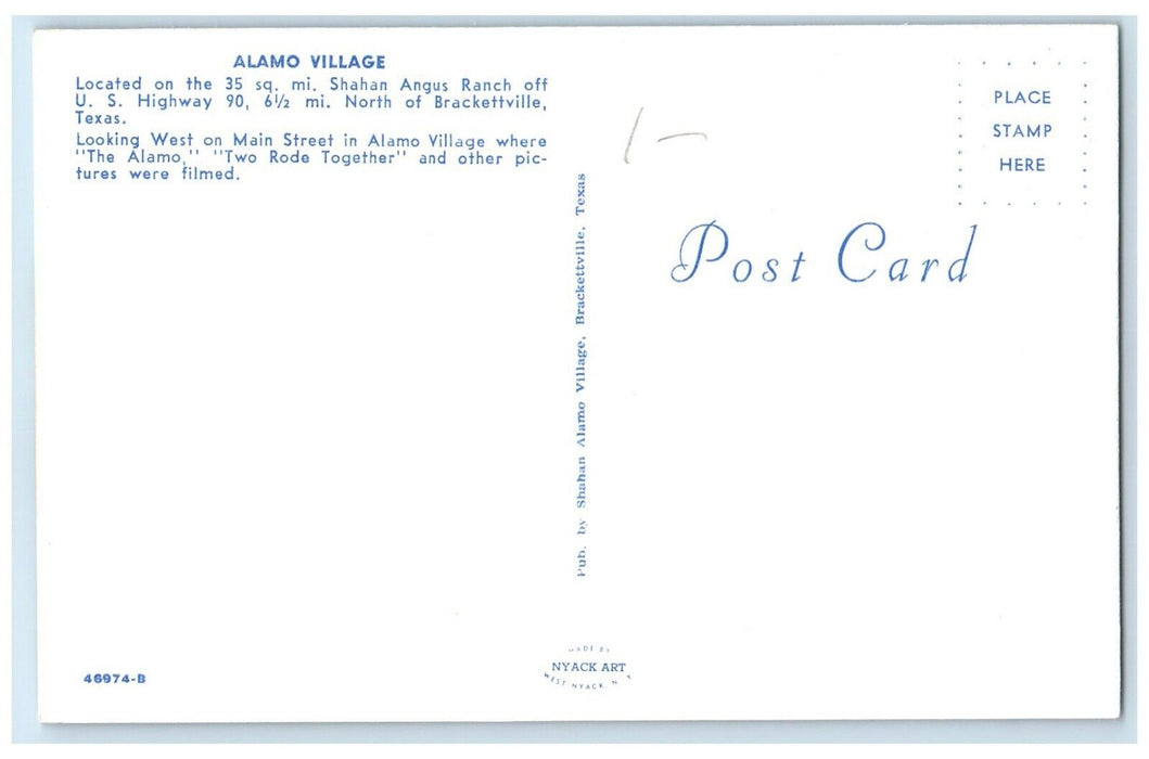 c1960 Alamo Village Shahan Angus Ranch Off Two Rode Brackettville Texas Postcard