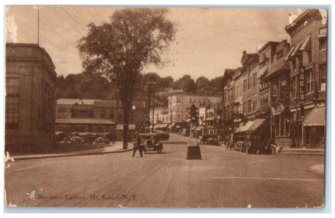 1937 Business Center Cars And Stores Scene Mt. Kisco New York NY Posted Postcard