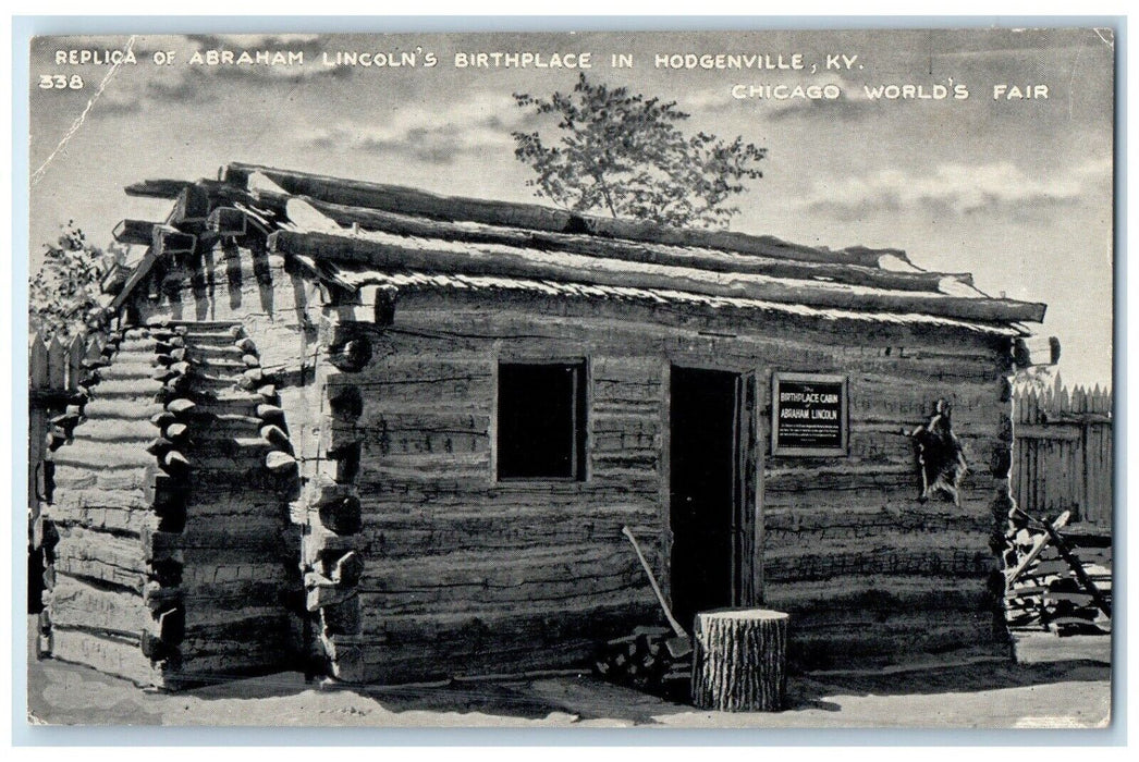 1933 Replica Abraham Lincoln Birthplace Hodgenville Kentucky KY Vintage Postcard