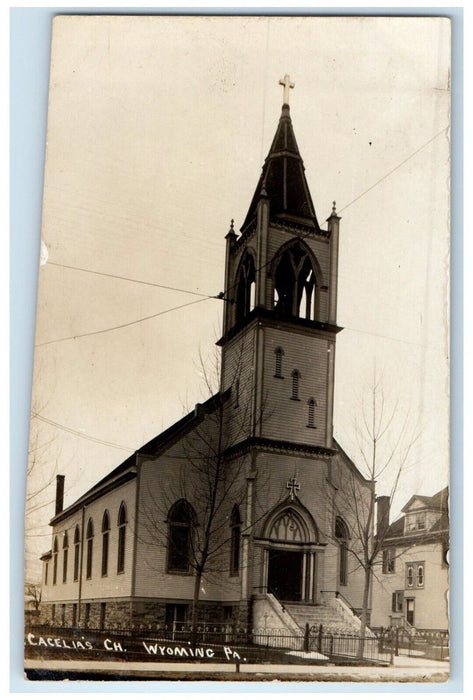 c1910's Cacelias Church Wyoming Pennsylvania PA RPPC Photo Antique Postcard