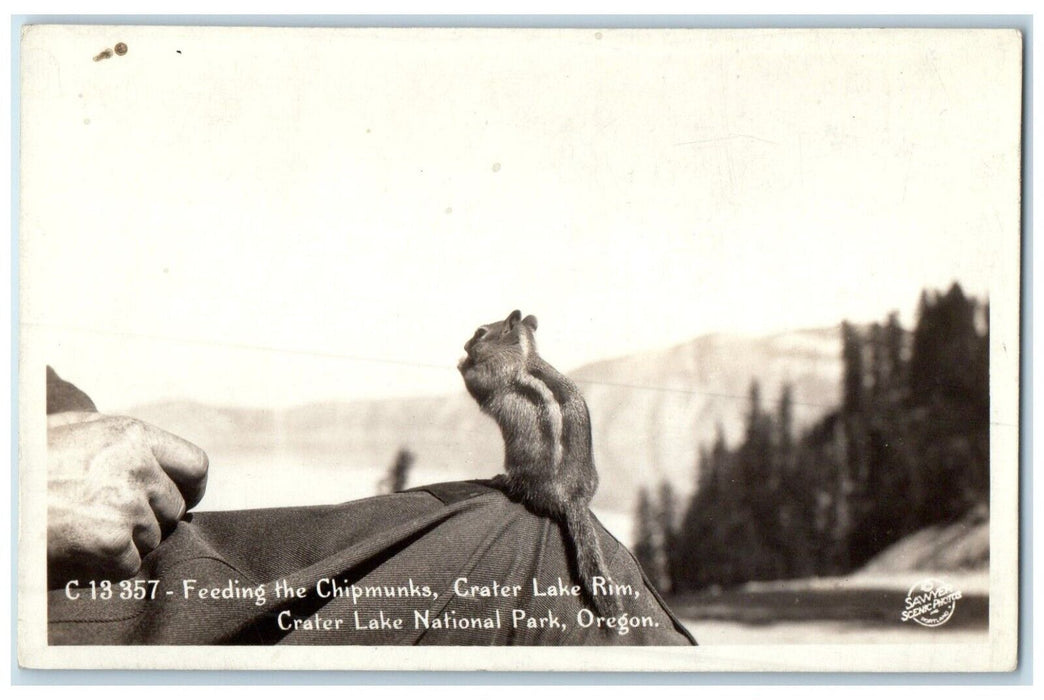 Feeding The Chipmunks Crater Lake National Park Oregon OR RPPC Photo Postcard