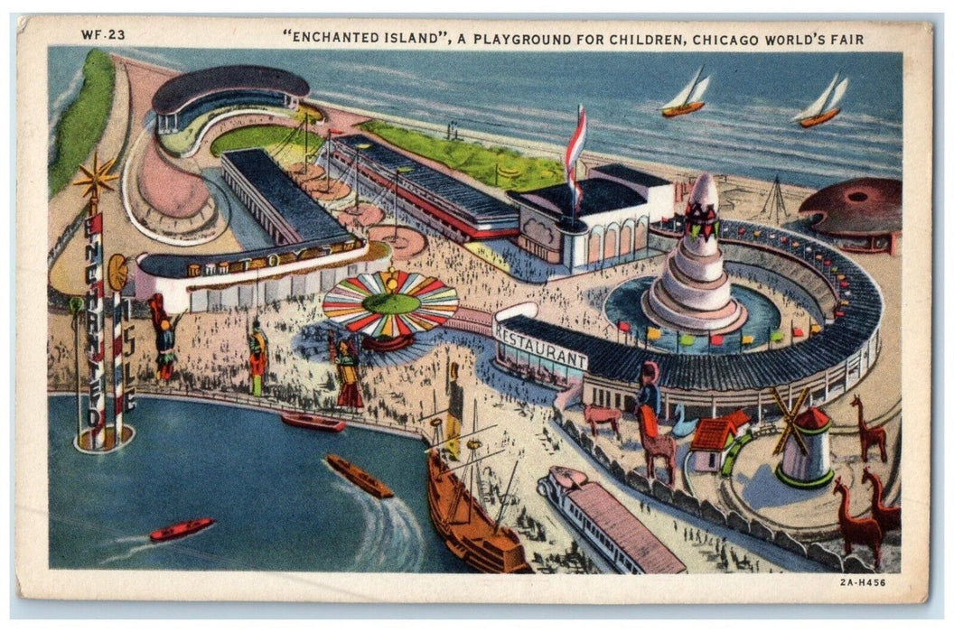 c1940 Enchanted Island Playground Children Chicago Worlds Fair Illinois Postcard