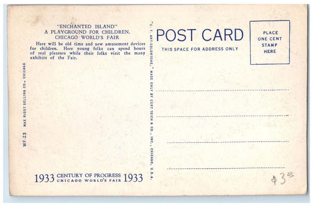 c1940 Enchanted Island Playground Children Chicago Worlds Fair Illinois Postcard