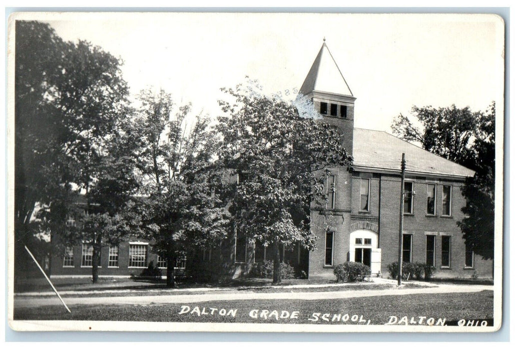 c1930's Dalton Grade School Building Dalton Ohio OH RPPC Photo Vintage Postcard